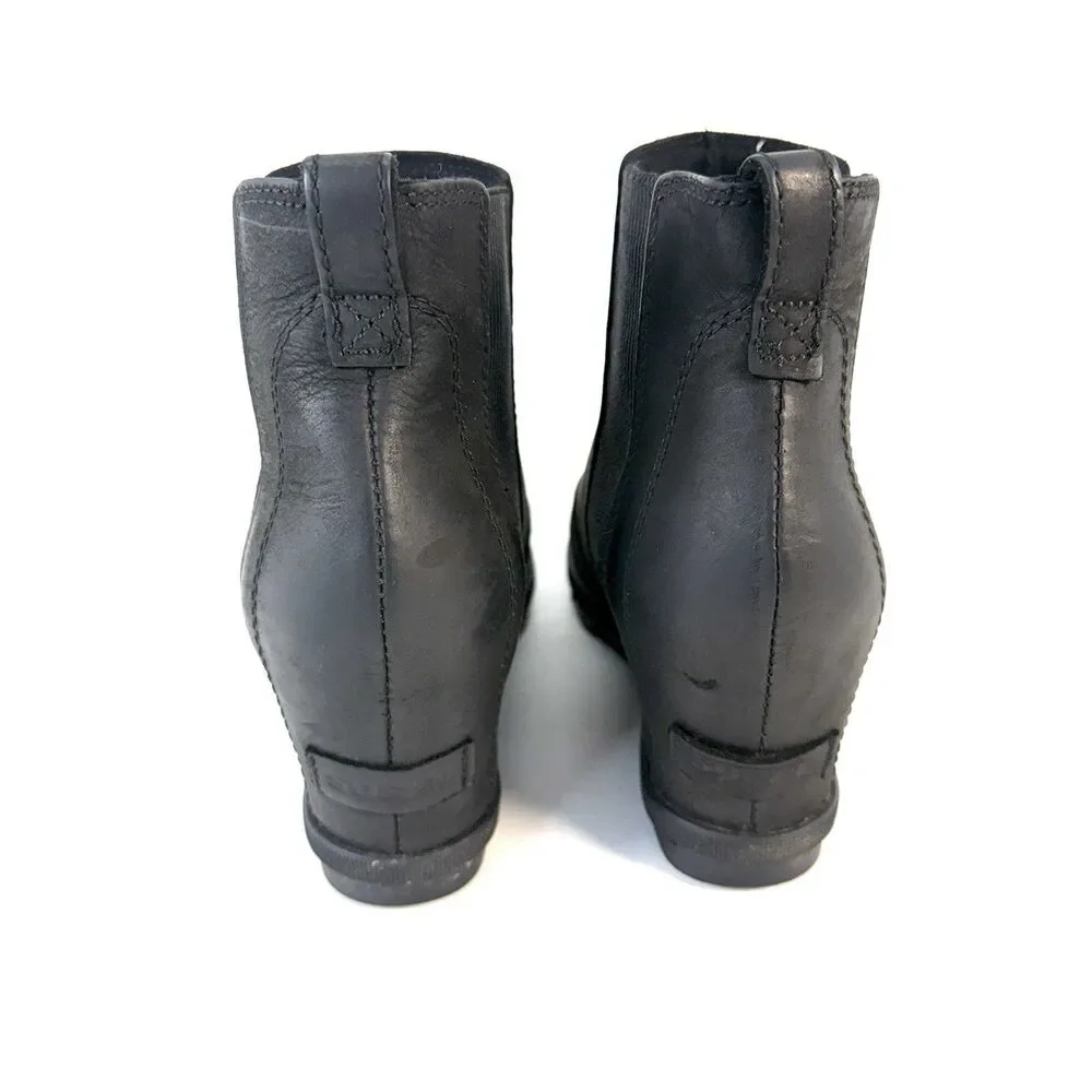 SOREL Boots Womens Size 10 Black Joan of Arctic Wedge II Chelsea Ankle Pull On